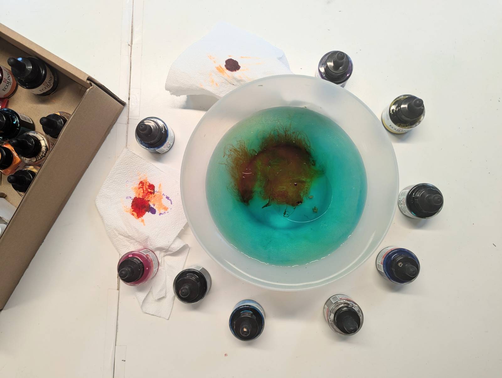 Colors forming in water